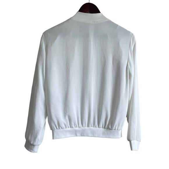 Y2K Zara Women Bomber Jacket XS White Retro Streetwear Satiny Fairycore Academia - Picture 3 of 13